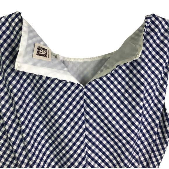 Anne Klein Dress Women 6 Maxi Preppy Blue Sleeveless Gingham Cottage Core - Picture 9 of 9